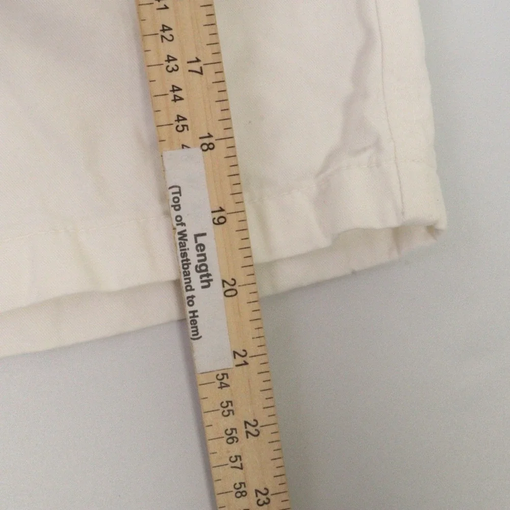 Vintage Hollister Shorts Mens 33 White Canvas Button Fly Chino Bermuda 9